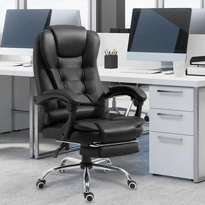 Cadeira de Escritório Ergonomica com Apoio para os Pés e Encosto Ajustável - Preto