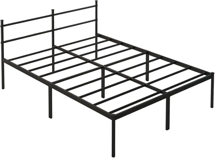 Cama de Casal Padrão 138x188 com Cabeceira Integrada de Ferro e Base Metálica Reforçada