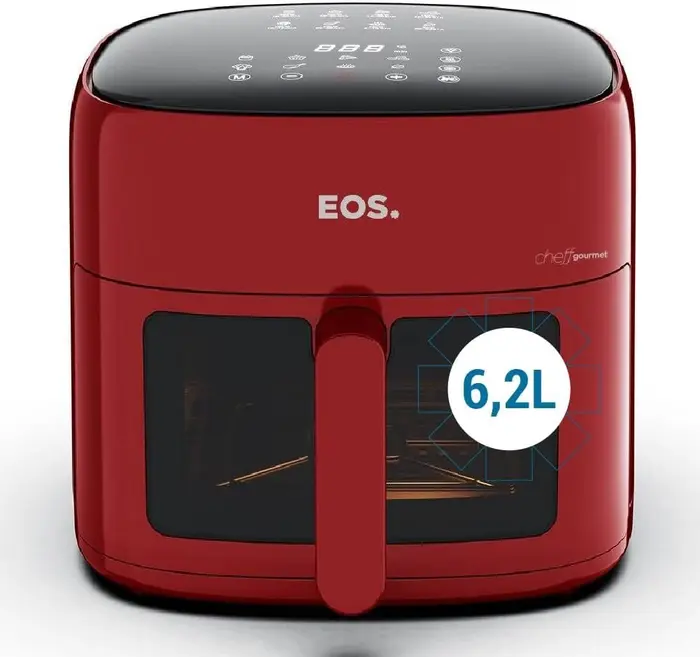 Fritadeira Sem Óleo Air Fryer Eos Chef Gourmet 6.2 Litros Digital Vermelho EAF60V 220V