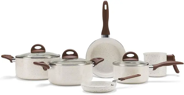 Brinox Jogo de Panelas Antiaderente Ceramic Life 6 Peças Smart Plus Vanilla