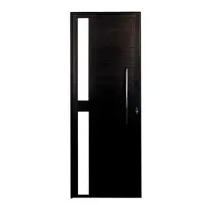 Porta Lambril Alumínio Preto com Puxador e Visor 210x80cm Esquadritop