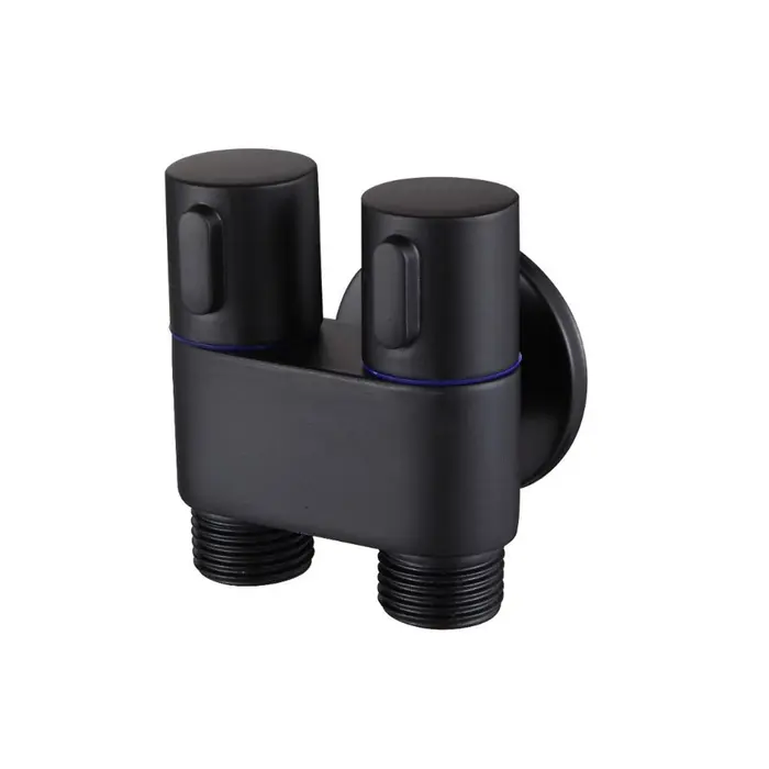 Adaptador Ducha Higiênica com 2 Registros 1/2″ Preto com Suporte