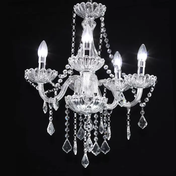 Lustre Candelabro 5 Braços em Cristal K9 Legítimo 50cm Diâmetro Maria Thereza 60hz Embutir – Bivolt