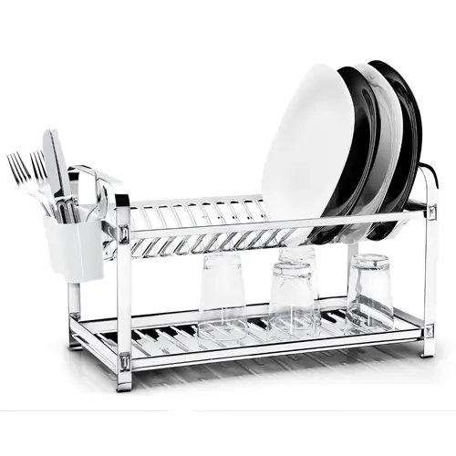 Escorredor 20 Pratos Inox Montado com Porta Talheres Plástico – MAK-INOX