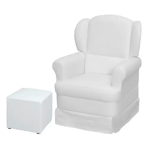 Poltrona de Amamentação Sabrina com Puff Balanço Branco