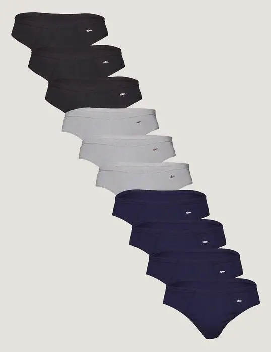 Kit Com 10 Cuecas Slip 100% Algodão Zorba Lisa