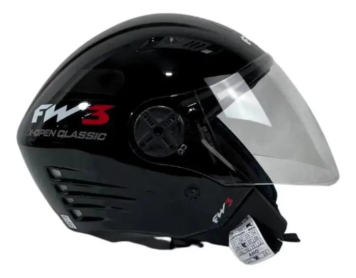 Capacete Aberto P/ Moto Fw3 Viseira Cristal X Open Inmetro